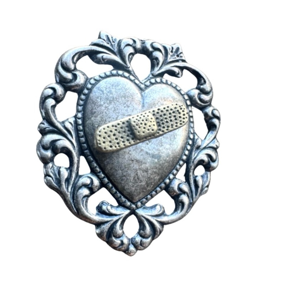 Victorian Style Broken Heart Pewter Pin